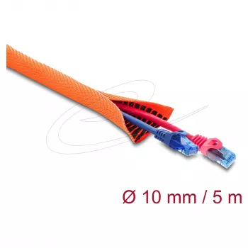Delock ochranná manžeta na kábel s čiernym indikátorom opotrebenia, samozatváracia, dvojvrstvová, 5 m x 10 mm, oranžová