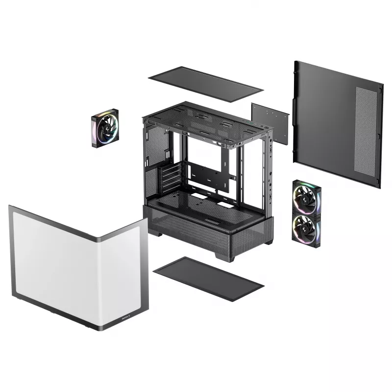 DeepCool CG380U Mid-Tower skriňa, tvrdené sklo, 3x 120mm ARGB ventilátory, čierna