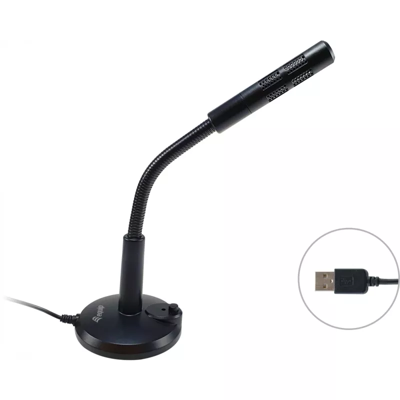 Equip stolný mikrofón s nastaviteľným uhlom, USB pripojenie, čierny