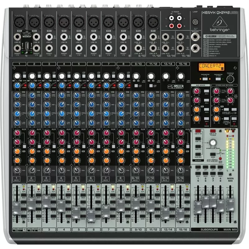 Behringer QX2442USB 24-vstupový 4/2-bus analógový mixér s USB rozhraním a FX