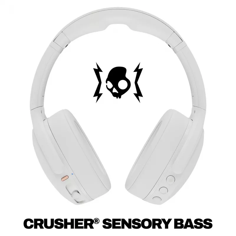 Skullcandy Crusher Evo bezdrôtové over-ear slúchadlá so Sensory Bass, Bluetooth 5.0, 40-hodinová batéria, biela