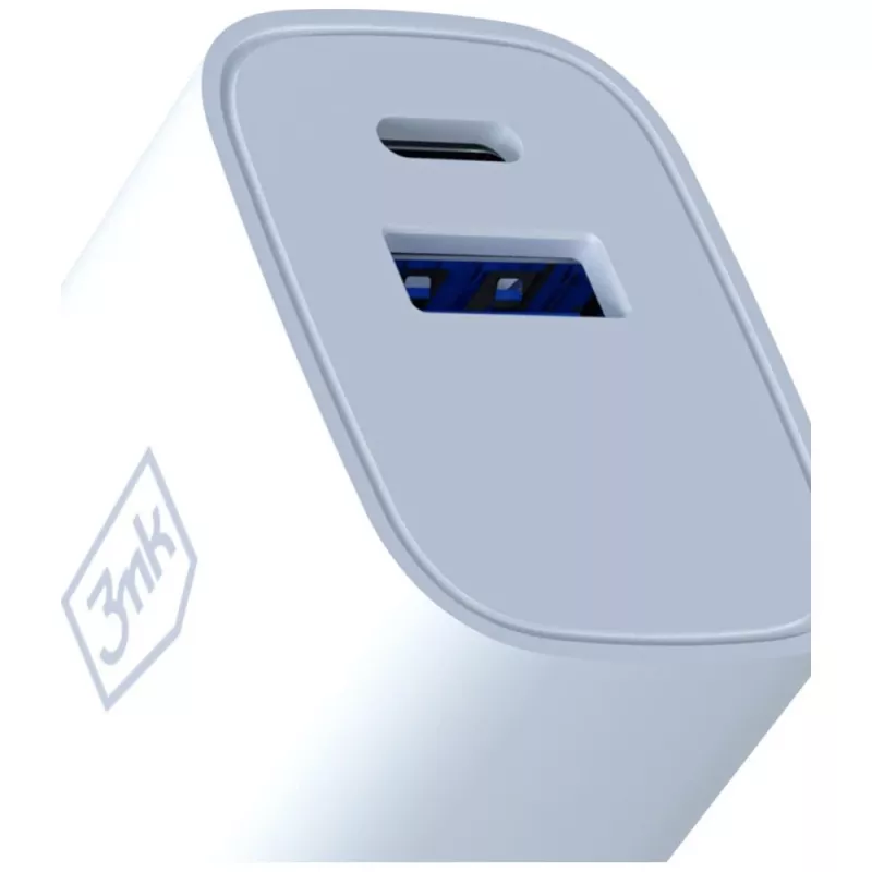 3MK FlowPower 30W USB-A USB-C PD 3.0 QC 4+ nástenná nabíjačka biela