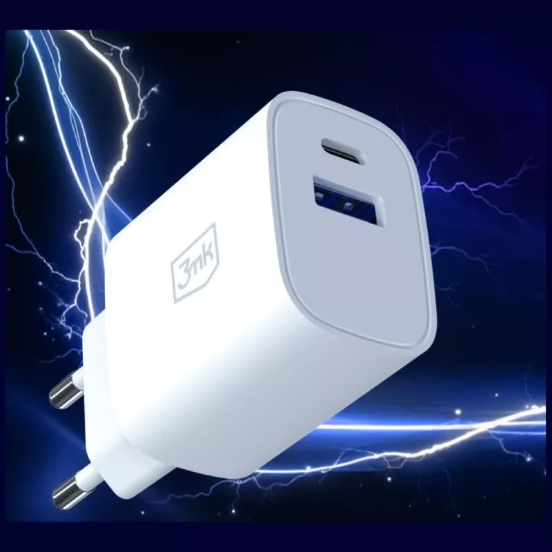 3MK FlowPower 30W USB-A USB-C PD 3.0 QC 4+ nástenná nabíjačka biela