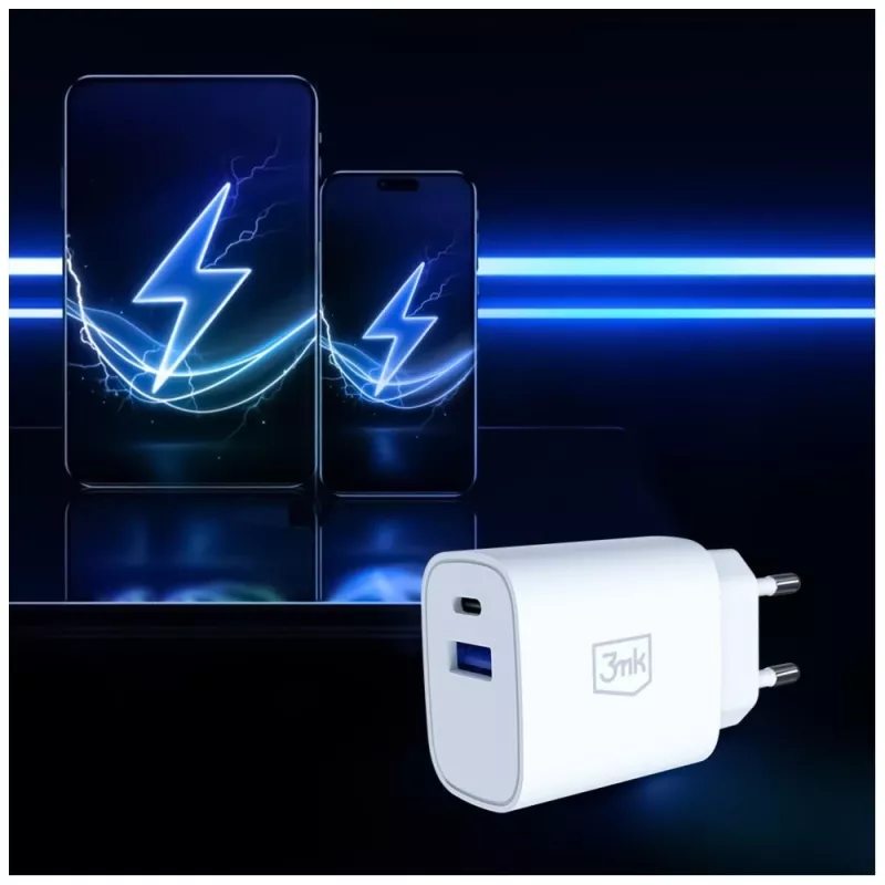 3MK FlowPower 30W USB-A USB-C PD 3.0 QC 4+ nástenná nabíjačka biela