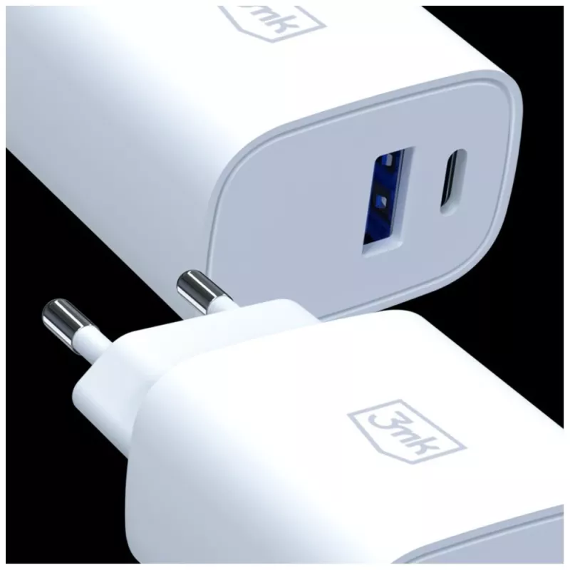 3MK FlowPower 30W USB-A USB-C PD 3.0 QC 4+ nástenná nabíjačka biela