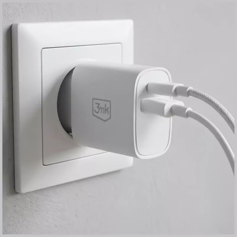 3MK FlowPower 30W USB-A USB-C PD 3.0 QC 4+ nástenná nabíjačka biela