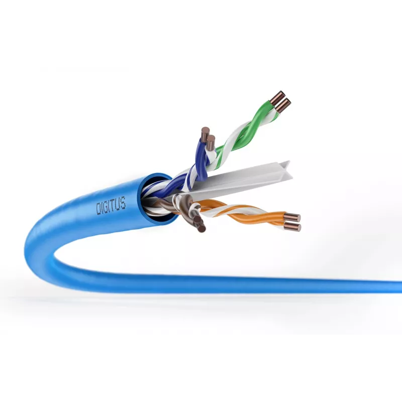 DIGITUS CAT 6A inštalačný kábel U/UTP Dca AWG 23/1 LSOH 100m modrý rolka