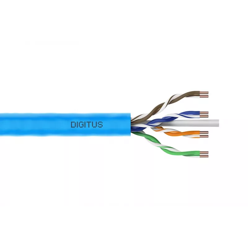 DIGITUS CAT 6A inštalačný kábel U/UTP Dca AWG 23/1 LSOH 100m modrý rolka