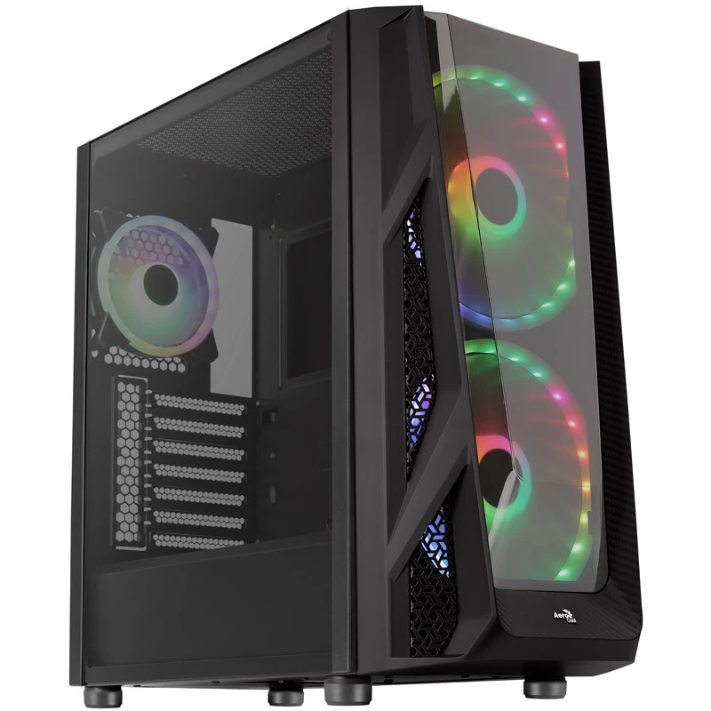 Aerocool NightHawk Duo Midi-Tower, tvrdené sklo - čierna