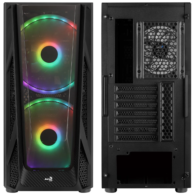 Aerocool NightHawk Duo Midi-Tower, tvrdené sklo - čierna