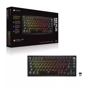 CORSAIR K65 PLUS Wireless 75% mechanická klávesnica, Hot-Swappable, MLX Red Tactile Switches, Per-Key RGB, QWERTY English, čierna