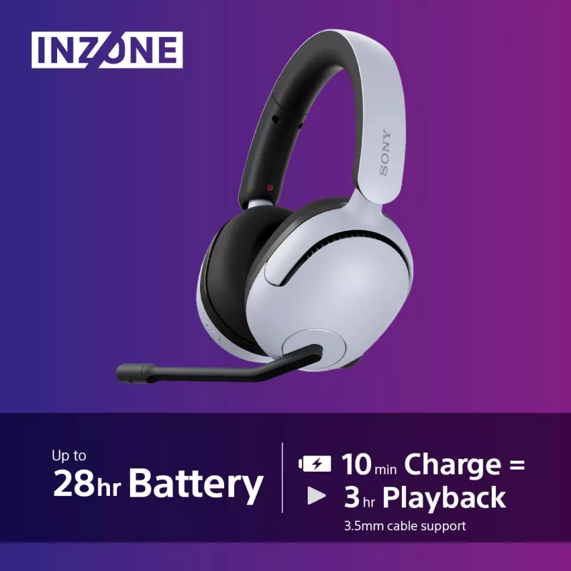 Sony INZONE H5 bezdrôtový herný headset over-ear s mikrofónom biely