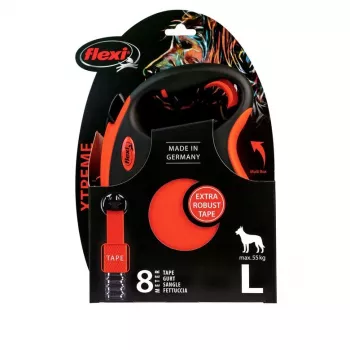 FLEXI XTREME L Sťahovacie vodítko pre psov páska 8m - do 55kg Oranžová