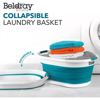 Beldray LA034816TQFEU7 Skladací koš na bielizeň, Biela/Mint