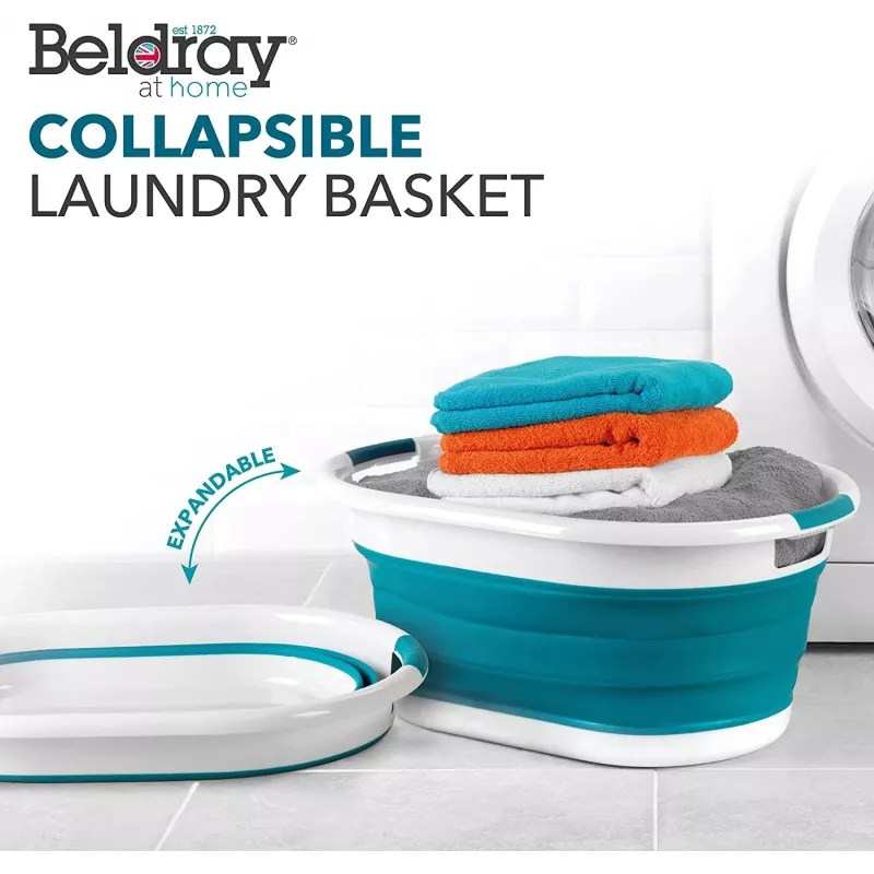 Beldray LA034816TQFEU7 Skladací koš na bielizeň, Biela/Mint