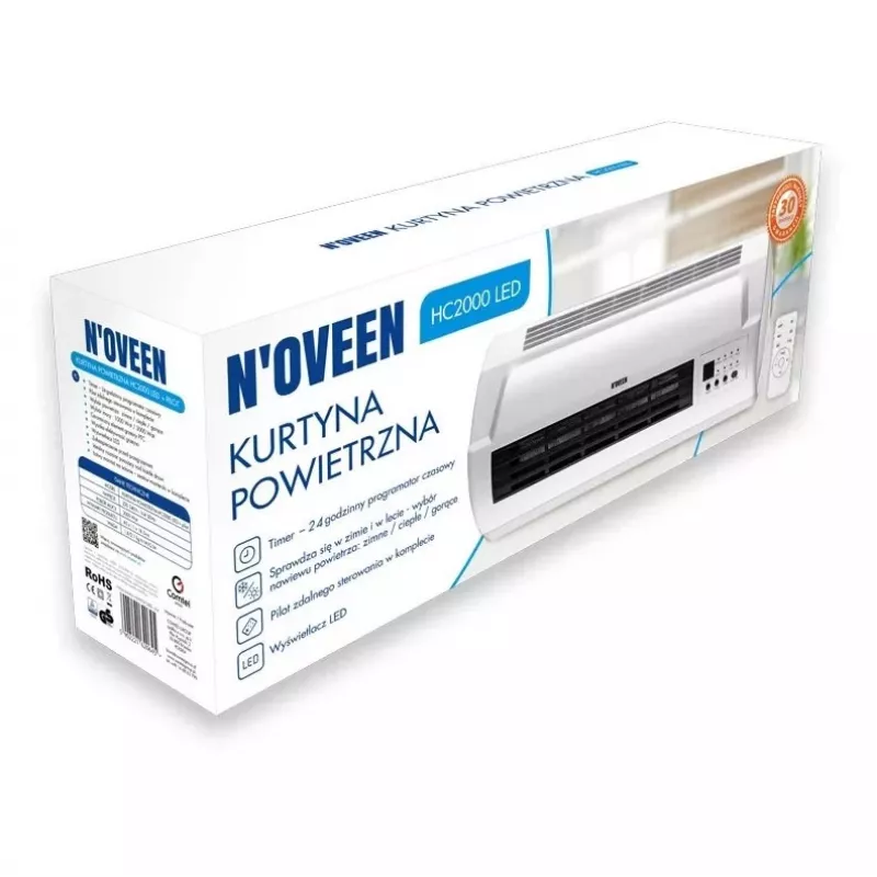 N'OVEEN HC2000 LED teplovzdušná clona 2000W Biela