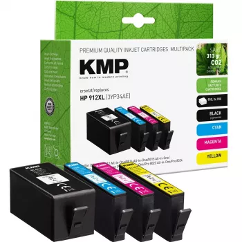 KMP PRINTTECHNIK KMP Repasovaný multipack atramentových kaziet pre HP 912XL (3YP34AE) - Čierna, Cyan, Magenta, Žltá - balenie 4 ks High Yield