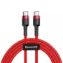 Baseus Cafule USB-C na USB-C kábel 60W 1m Červený