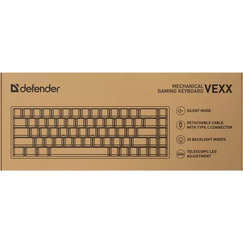 Defender VEXX GK-084 mechanická herná klávesnica, 75%-layout, Outemu Red spínače, biela