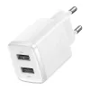 Baseus kompaktná univerzálna biela AC vnútorná nabíjačka 10,5W 2 USB-A porty