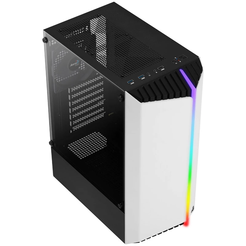 Aerocool Bionic V1 Midi-Tower, RGB, temperované sklo - čierna/biela