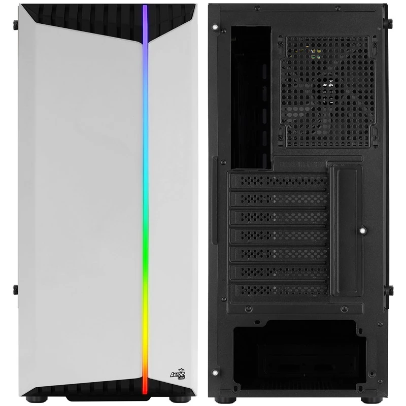 Aerocool Bionic V1 Midi-Tower, RGB, temperované sklo - čierna/biela