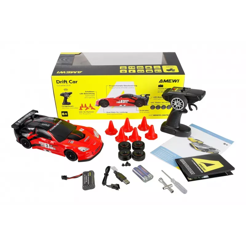 Amewi Corvette C6R RC drift auto 1:18 4WD RTR Electric Brushed