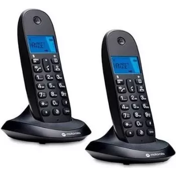 Motorola C1002CB+ DECT bezdrôtový telefón s 2 mikrotelefónmi, čierny, podsvietený displej, handsfree, telefónny zoznam s 50 položkami