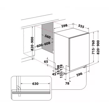 Whirlpool W7IHT40T plne integrovaná umývačka riadu, 14 súprav, energetická trieda C, 40 dB, NaturalDry