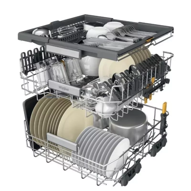 Whirlpool W7IHT40T vstavaná umývačka riadu, 15 súprav, 8 programov, 6th Sense, tretí kôš, automatické otváranie dverí