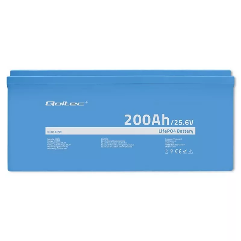 Qoltec LiFePO4 batéria 25,6V 200Ah BMS