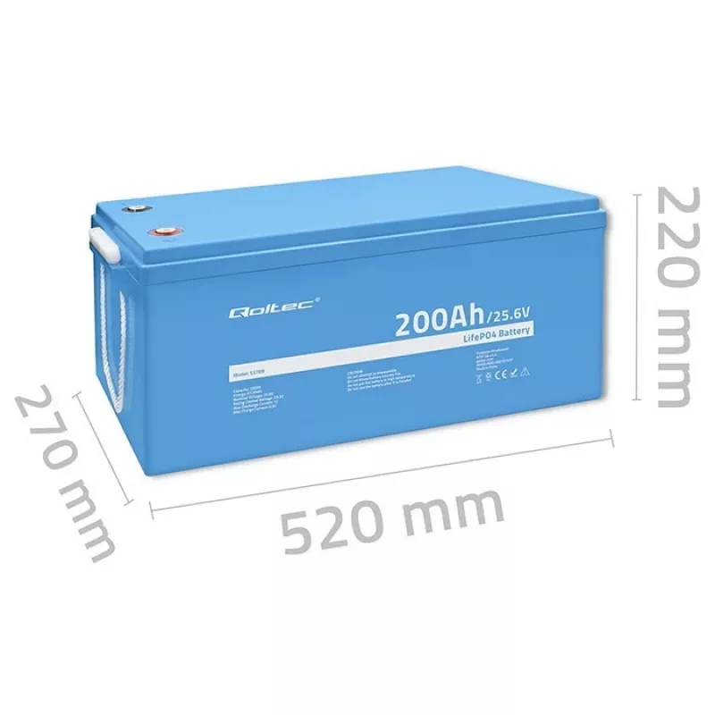 Qoltec LiFePO4 batéria 25,6V 200Ah BMS