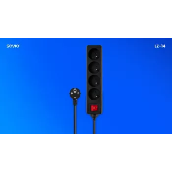 SAVIO LZ-14 4-násobná zásuvková lišta s 2 USB portami, 1,5m kábel, biela