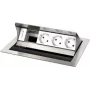 Kindermann CablePort standard² 4-násobná stolová zásuvka - podlahová montáž - 3x zásuvky (typ F) - strieborná/čierna