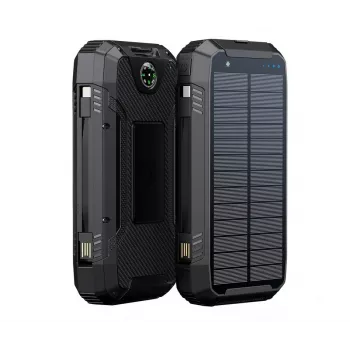 PowerNeed S20000Q 20000mAh outdoor solárna power banka s bezdrôtovým nabíjaním, QC3.0 & PD 20W, čierna