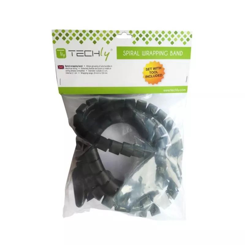 Techly organizér káblov 2,5 m, čierny