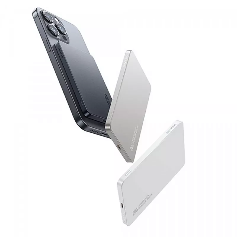 USAMS power banka 5000mAh 20W PD MagSafe bezdrôtová sivá