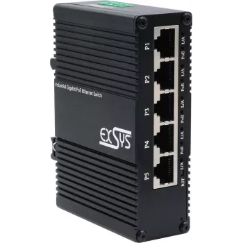 EXSYS EX-62030MPOE priemyselný 5-portový Gigabit PoE+ web managed switch