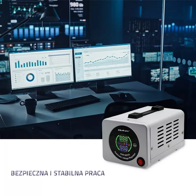 Qoltec 50722 automatický stabilizátor napätia AVR 500VA 300W
