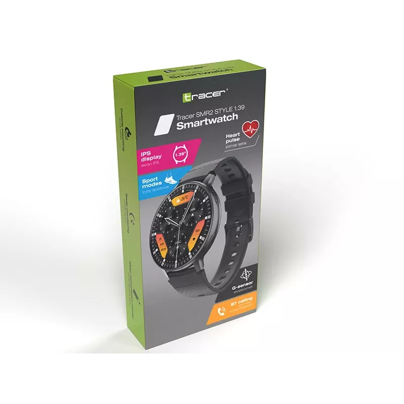 TRACER Smartwatch SMR2 Style 1.39in AMOLED čierny