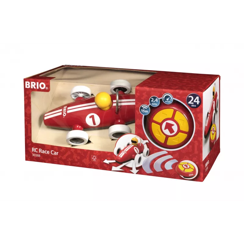 BRIO RC pretekárske auto s diaľkovým ovládaním, červená/biela