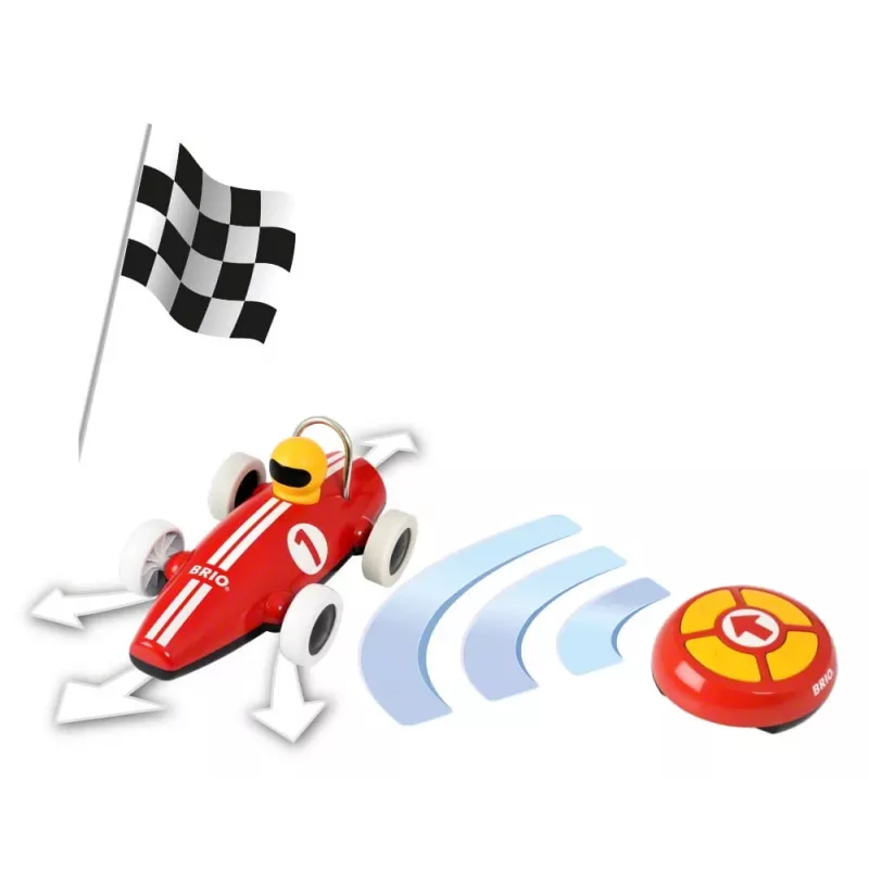 BRIO RC pretekárske auto s diaľkovým ovládaním, červená/biela