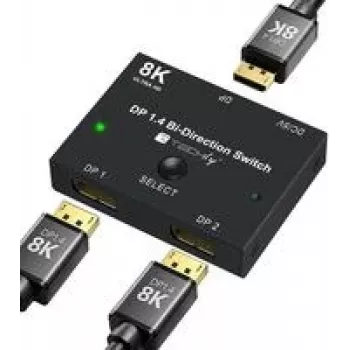 TECHLY IDATA-DP-2DP-8KT obojsmerný DisplayPort 1.4 switch 8K 2-v-1-out / 1-in-2-out splitter