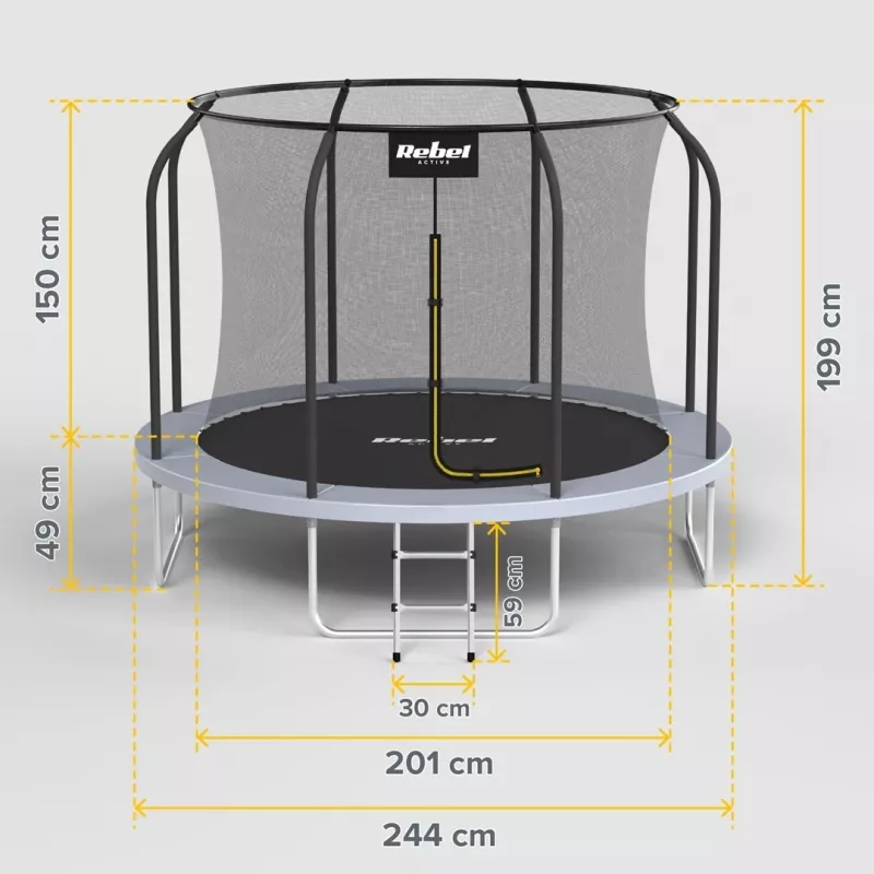 REBEL Active Trampoline PRO 8ft/244cm so záchytnou sieťou a rebríkom