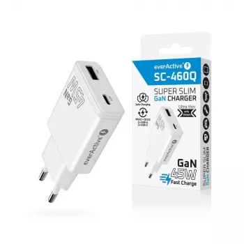 EVERACTIVE GaN QC3.0 45W USB-C nástenná nabíjačka SC-460Q biela