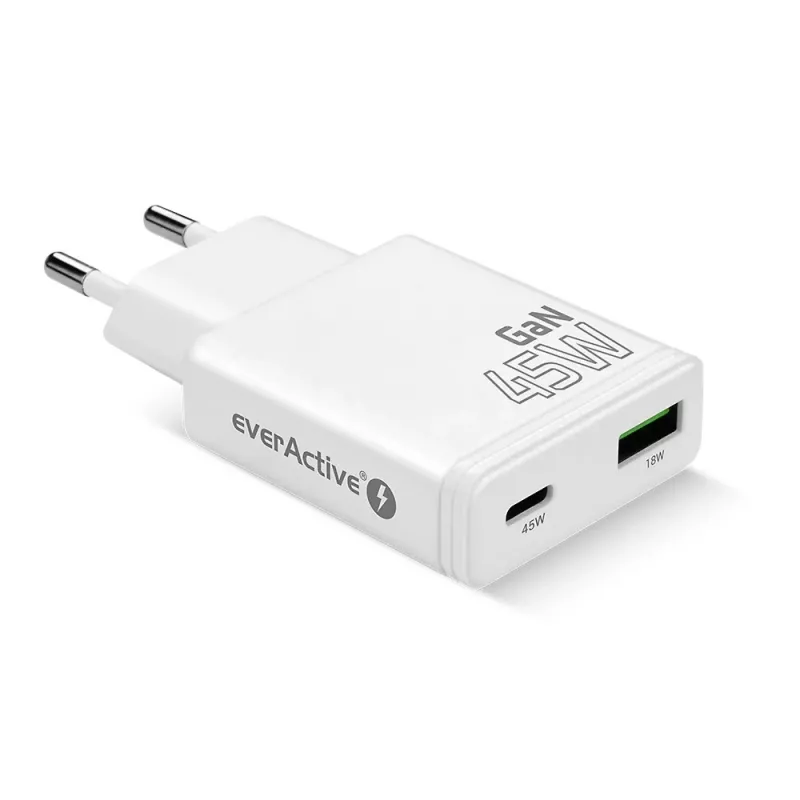 EVERACTIVE GaN QC3.0 45W USB-C nástenná nabíjačka SC-460Q biela