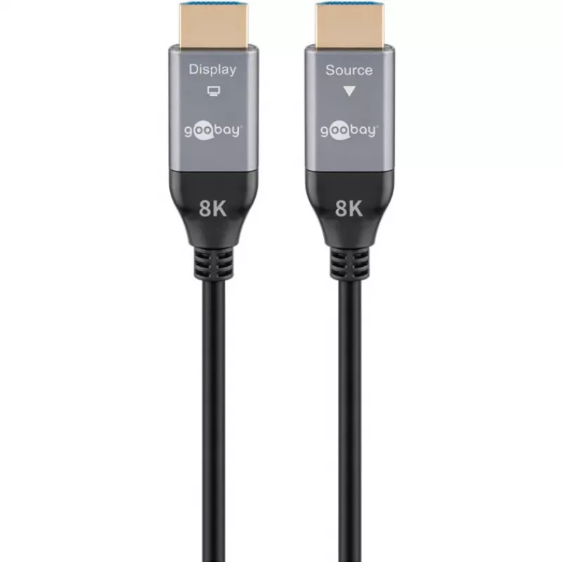 Goobay 76274 aktívny optický HDMI kábel (AOC) 8K/60Hz 48 Gbit/s 10m čierny/sivý