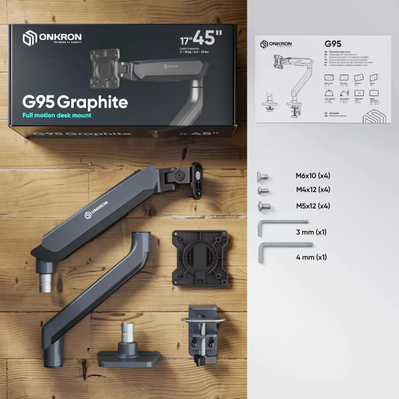 ONKRON G95-G držiak na stôl pre 17-45 inch monitory, grafit