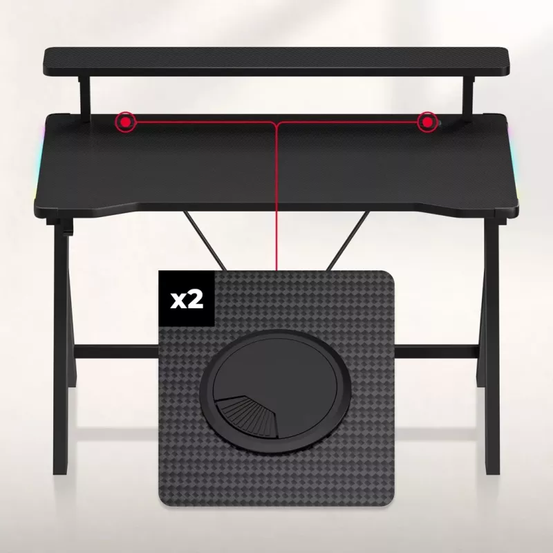 HUZARO Hero 1.9 RGB čierny herný stôl