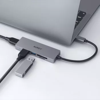 AUKEY CB-C63 USB-C hub Ultra Slim 4-in-1 hliníkový Space Gray